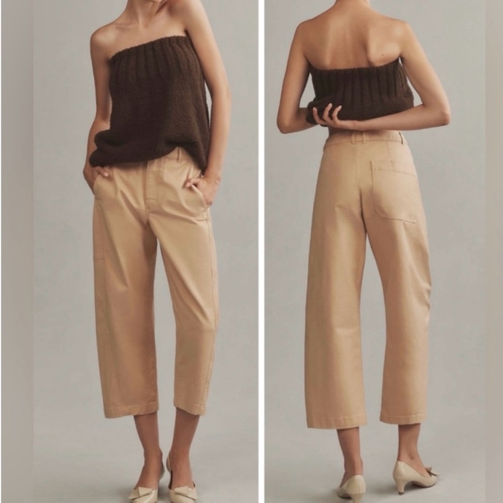 ANTHROPOLOGIE Maeve NWT Cropped Barrel Leg Khaki Pants Women’s Size 8